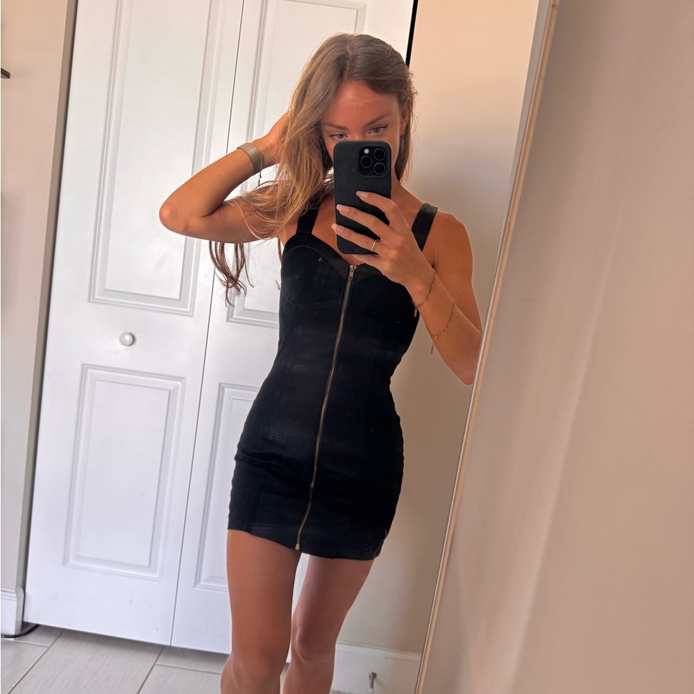 Metropark Zip-up Black Bodycon Mini Dress